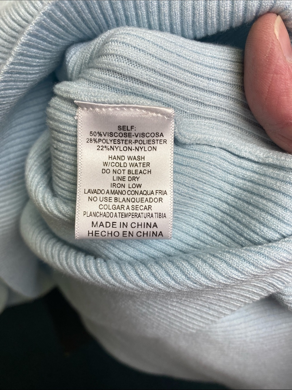 Listicle Pale Blue Scoop Neck Ribbed Hem Drawstring Top - Picture 8 of 9